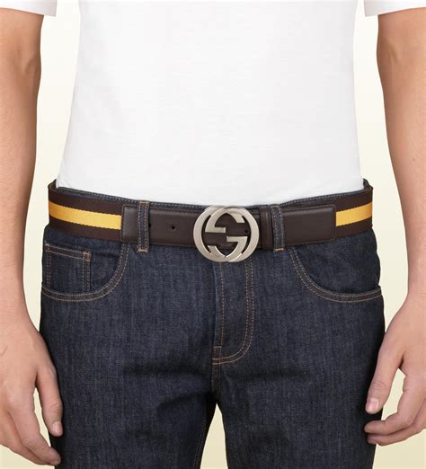 mens gucci belt brown|gucci belt silver buckle men's.